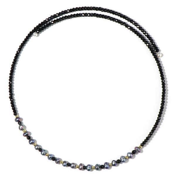 Cavill Perlenkette Sterlingsilber Ring Schwarzer Spinell HäMatit 31,5Cm-image