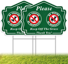2 Pack No Peeing and No Pooping Dog Sign, Please Be Respectful Keep off the Gras