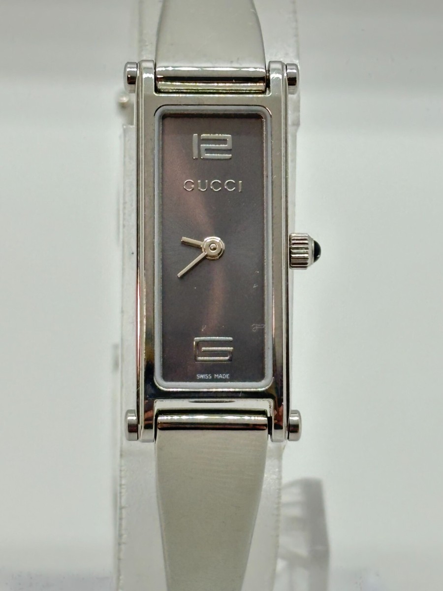 Near Mint] Gucci 1500L Watch Quartz Silver Grey Ladies Rectangle