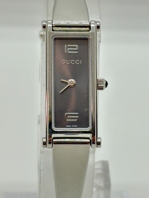 Near Mint] Gucci 1500L Watch Quartz Silver Grey Ladies Rectangle