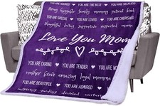 Mom Blanket From Son or Daughter to Mother Soft Flannel Throw 60" x 50" NEW