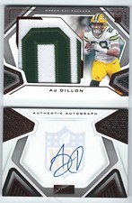 20 Panini Playbook A.J. Dillon Red Autograph Patch Rookie Packers 04/10 Nameplat