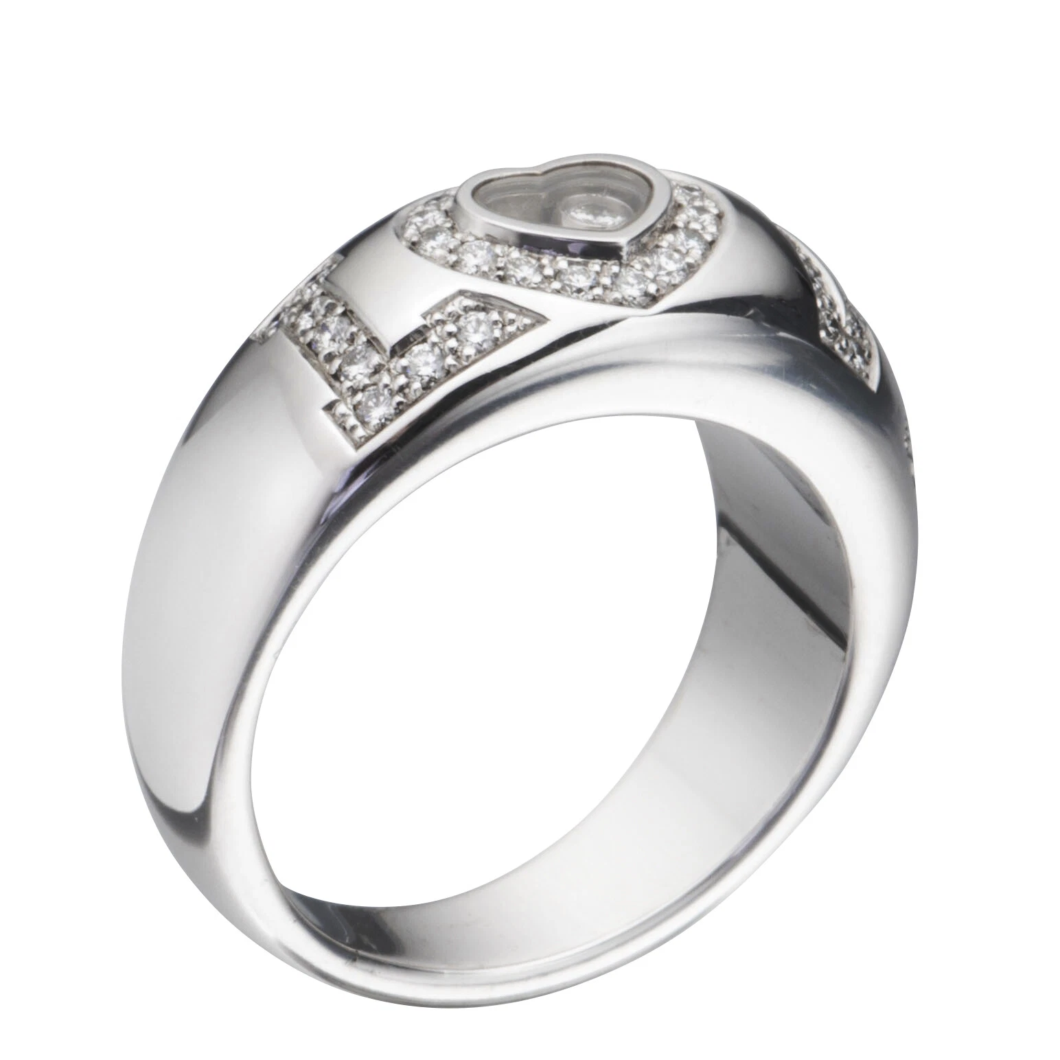 Chopard — CHOPARD HAPPY DIAMONDS HEART WHITE GOLD RING 82/2850-20 BNIB!! $8,540 RETAIL!!