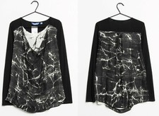 NWT Simply Vera Wang Black White Doubled Front Cowl Neck Long Sleeve  Tunic PL
