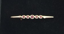 Vintage Jewellery Signed Avon Purple Rhinestone Bar Brooch Gold Tone