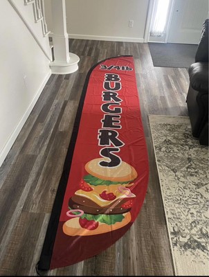 Restaurant Advertising Swooper Flutter Feather Flag 3/4 Lb Burgers