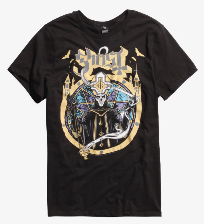 Ghost B.C. PAPA EMERITUS SATANAS SPES NOSTRA Metal Band T