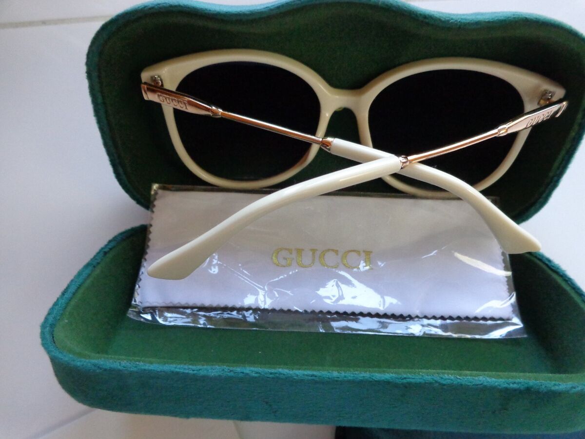 GUCCI SUNGLASSES WITH CASE CHOCOLATE/CREAM GOLD ARMS GG1719 GUCCI SUNGLASSES WITH CASE CHOCOLATE/CREAM GOLD ARMS GG1719
