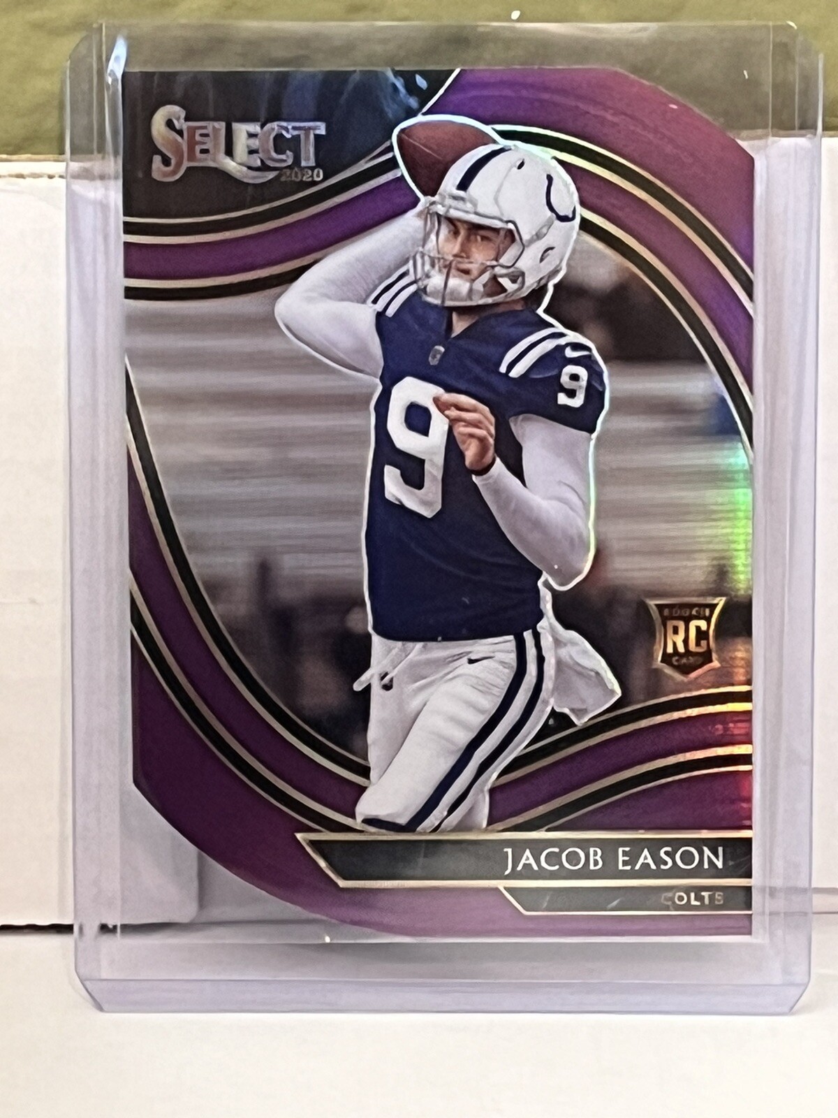 jacob eason 2020 panini select field level die cut purple prizm rookie #348