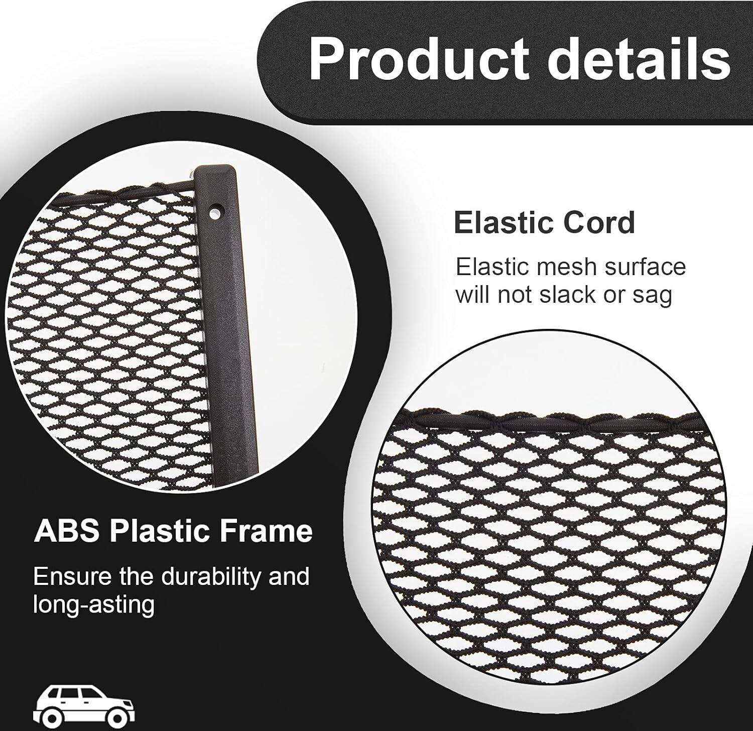 2 Pcs Car Storage Mesh Net Bags 16x8 Inch Durable Organizer Trunk Vehicle Use