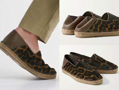 TOM FORD Barnes Leopard Pr Calf Hair Espadrilles Schuhe Slides Slippers Shoes 41