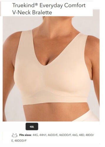 Truekind Everyday Comfort V-Neck Bralette Pullover Chai (Cream) 4XL NWT