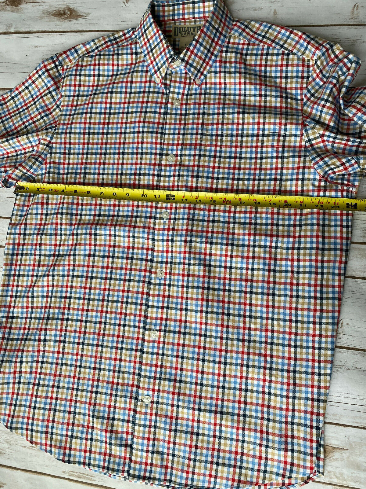 DULUTH TRADING LONG SLEEVE SHIRT GINGHAM MULTI RARE COLOR MENS LARGE EUC image 4