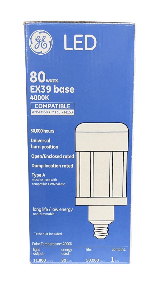 General Electric 43258 EX39 LED80/2M250/740 LED 80 Watt Corn
