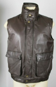 leather goose down vest