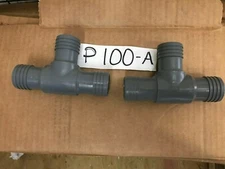 Two - 1-1/4" Insert PVC Tee Gray PVC Hi Max Plumbing 3 way barb Fittings  #100a