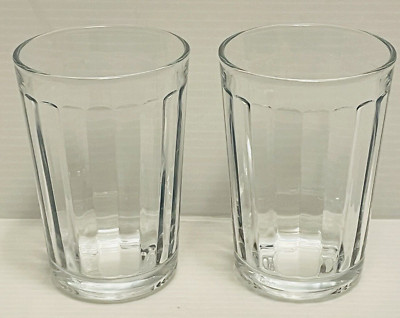 2 Pasabahce Tumbler Juice glasses Vertical Optic Ribbed 3 7/8'' tall.