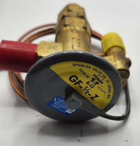 SPORLAN. GF-1/2-Z. THERMOSTATIC EXPANSION VALVE. R-12. 3/8" X 1/2" SAE FLARE