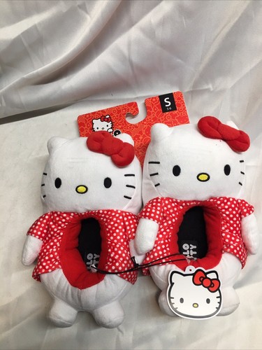 Hello Kitty Soft Cozy Slippers, Sanrio Size S 5-6 Red Bow&Polka Dot Design Plush