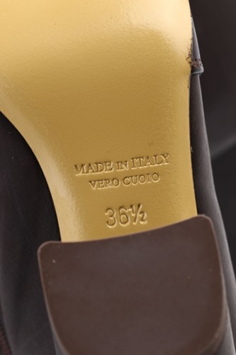 FAUZIAN JEUNESSE Alto Ancle Botas Piel 36.5 Marrón Oscuro 6998 Nueva - Imagen 6 de 6