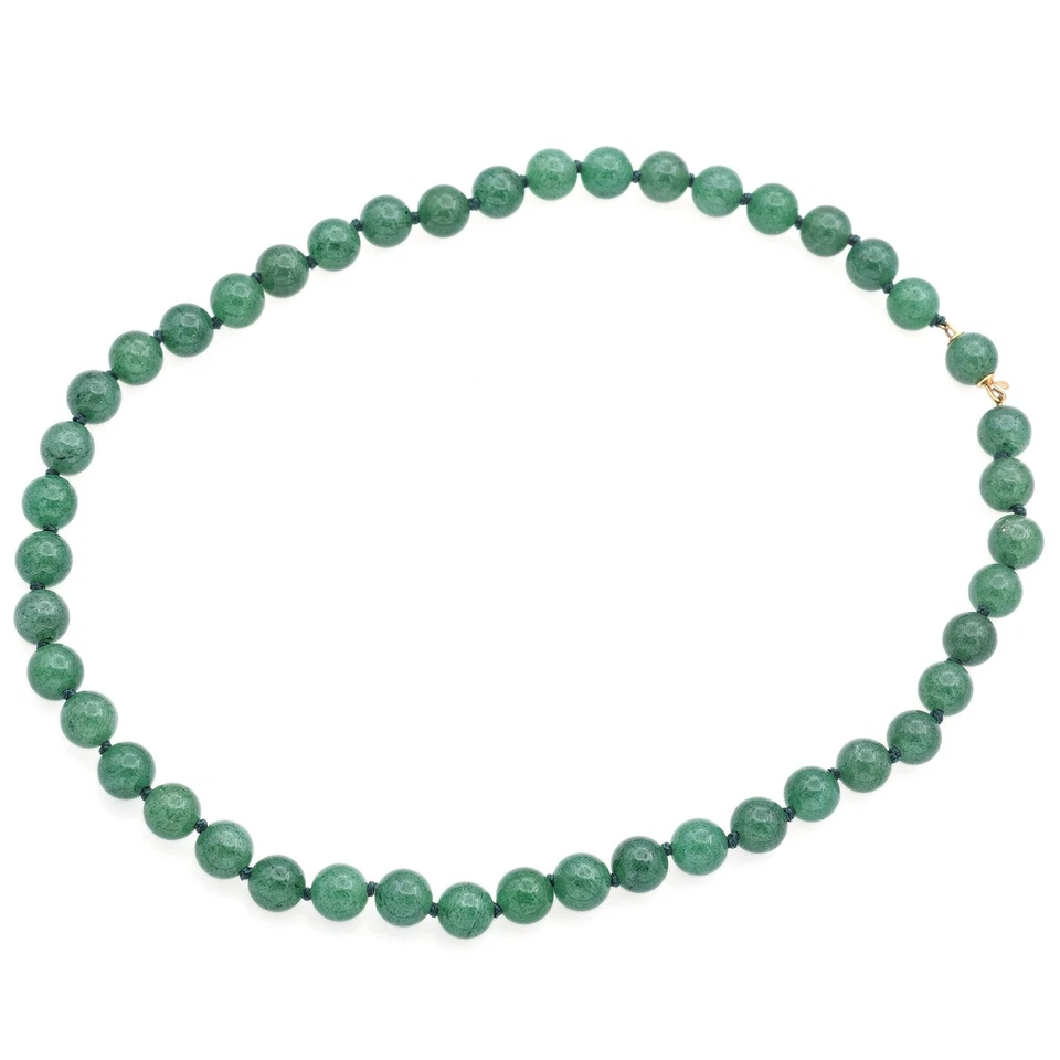 Collar vintage de oro amarillo de 14 quilates con cuentas de aventurina Foto 2 de 4