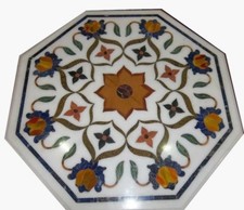 Plateau En Marbre Blanc En Pierre Semi Précieuse Fait Main