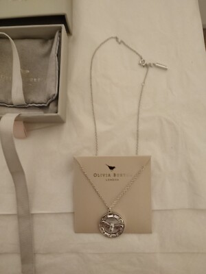 Olivia Burton Lucky Bee Stone set Silver Tone Necklace Pendant in