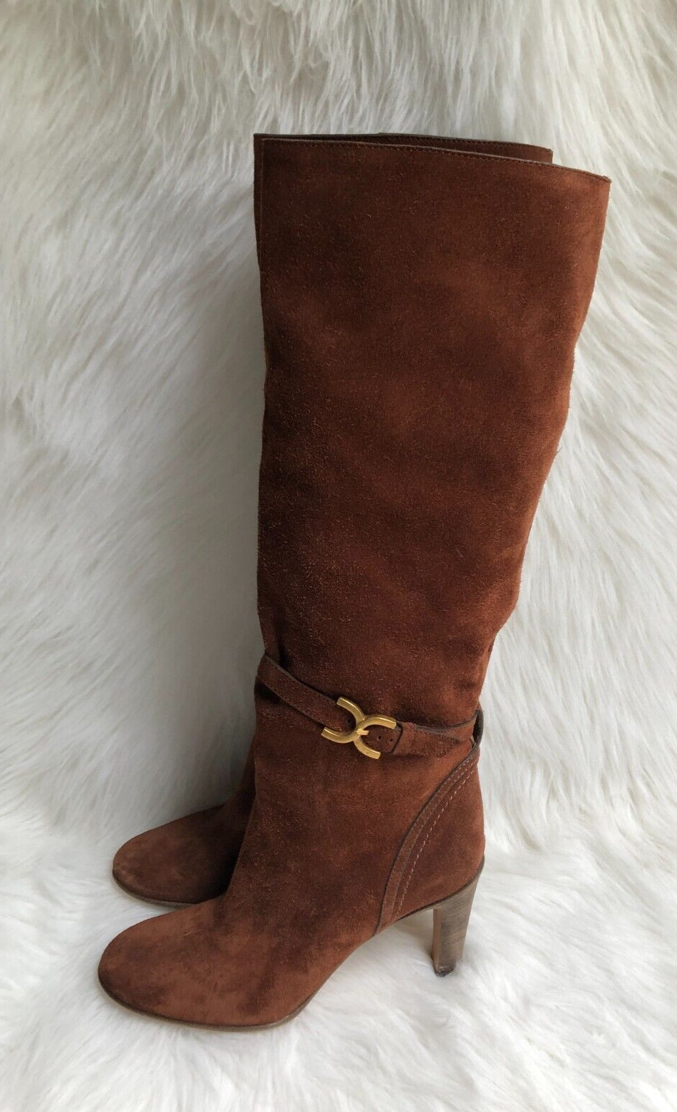 Chloé  Women's Marcie Buckle Chestnut Suede Pull On Boots Size EU37/US 7