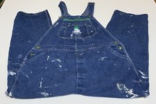 Vtg Liberty Overalls Denim Blue Distressed Paint Stained Men s Measures 44x27