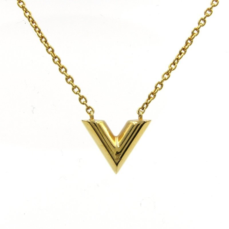 LOUIS VUITTON Necklace Escential V Gold M61083 Very Good Condition