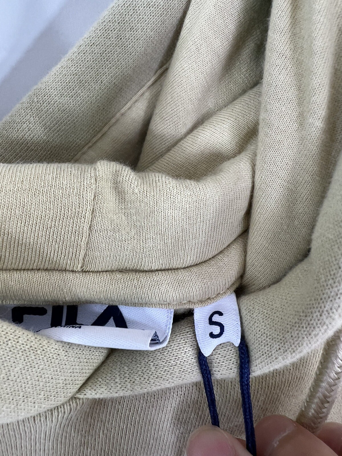 Felpa con cappuccio Fila logo uomo piccola marrone pullover cinquanta tasche nuova