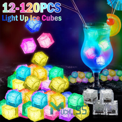 LOT Light up ice Cubes LED Glow with ON/OFF Switch for Drinks,Birthday ,Wedding,