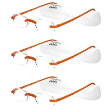 Calabria 715 Flexies Bendable Rimless Reading Glasses 4.00 Tangerine 3Pack Me