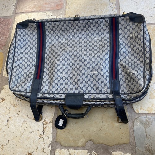 SELTENER VINTAGE GUCCI Marine Koffer mit roten Streifen 77x50 ca. - Bild 2 von 12