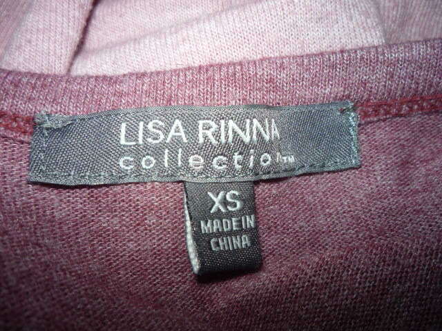 LISA RINNA KNIT TUNIC TOP-SZ XS---DIP DYE -SHORT SLEEVE-THREE TONE