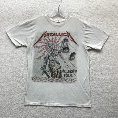 Y2K Vintage Metallica T-Shirt XL And Justice For All Graphic White Band Merch - Afbeelding 1 van 16