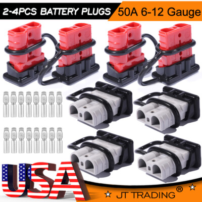 2/4x Battery Quick Connect Disconnect Electrical Plugs 50A 6 Gauge Winch Trailer