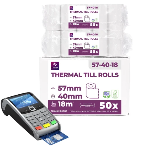Rouleau tpe 57mm x 18m x 12mm – Rouleaux pour terminal carte bancaire – Bobin...
