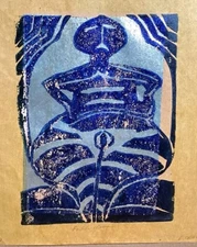 Original Woodblock “Fertile Woman” - Woodblock Painting - 1990