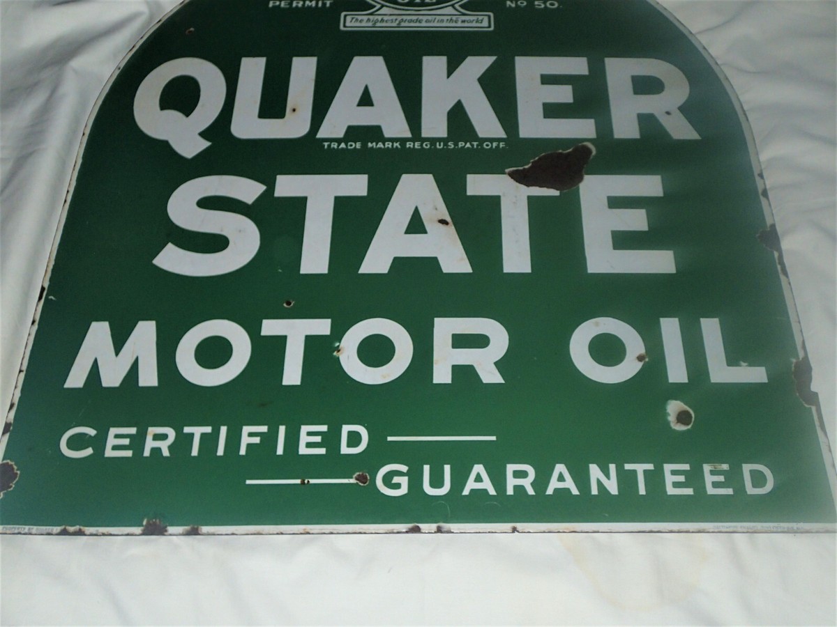 ANTIQUE PA USA QUAKER STATE MOTOR OIL GAS TOOL STATION ART DOUBLE