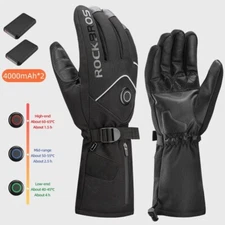 ROCKBROS Electric Heating Gloves & Power Bank Cycling Long Finger Touch Screen