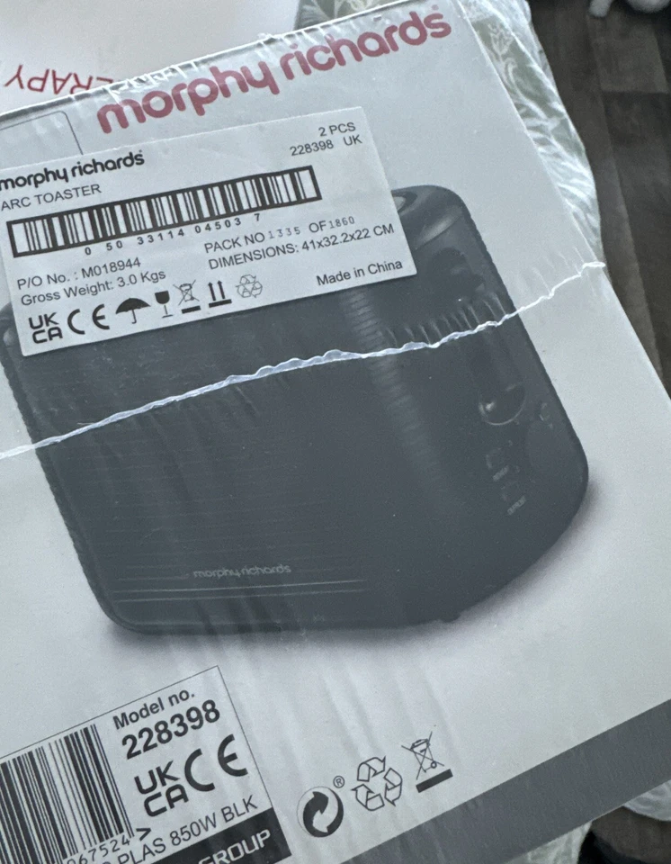 Toaster Morphy Richards 2 Slicer Variable Browning Cord Storage Arc Black NEW - Image 4 of 4