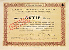 Żegluga parowa-G. Akcje Düsseldorfu 1922 KD Niemiecka żegluga na Renie Wiesbaden