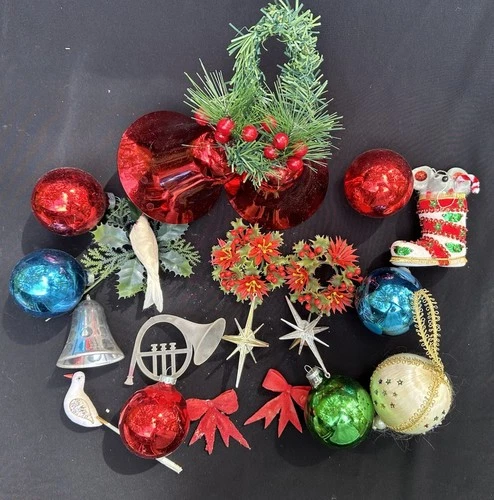 Vintage 1960’s Sequin Beaded Mercury Glass & More Christmas Ornaments -S56