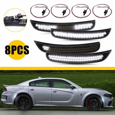 Dynamic White LED Side Markers + Wire Harnesses For 2015-2021 Dodge Charger EXR