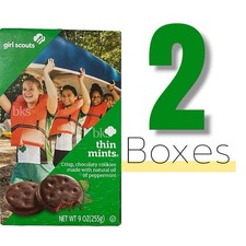 2 Boxes Girl Scouts Thin Mints Cookies Chocolate Fudge Lot Peppermint Snacks USA