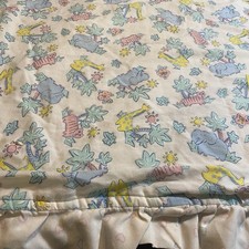 Vintage Novelty Crib Baby Coverlet Safari Jungle Animals Quilt Blanket 43  x33  