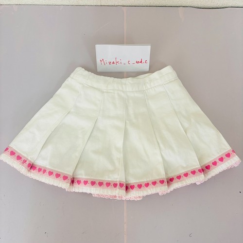 Mezzo Piano Kids Skirt 100cm White Heart Pink Pleats Frill Kawaii Clothing Rare - Picture 13 of 24