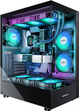 PC CASE ATX 6 PWM ARGB Fans Pre-Installed, Type-C Mid Tower Computer Case with F