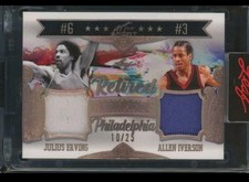 Julius Erving & Allen Iverson 2021 Leaf Art of Sport /25 Jersey Patch Relic Card